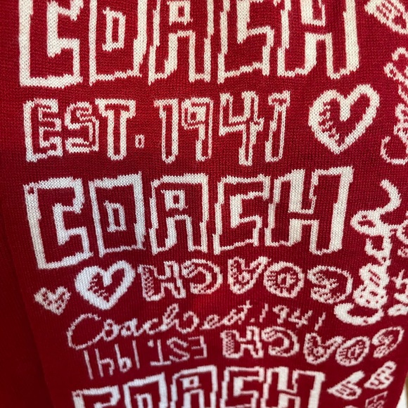 Coach red and white soft scarf - Picture 2 of 4